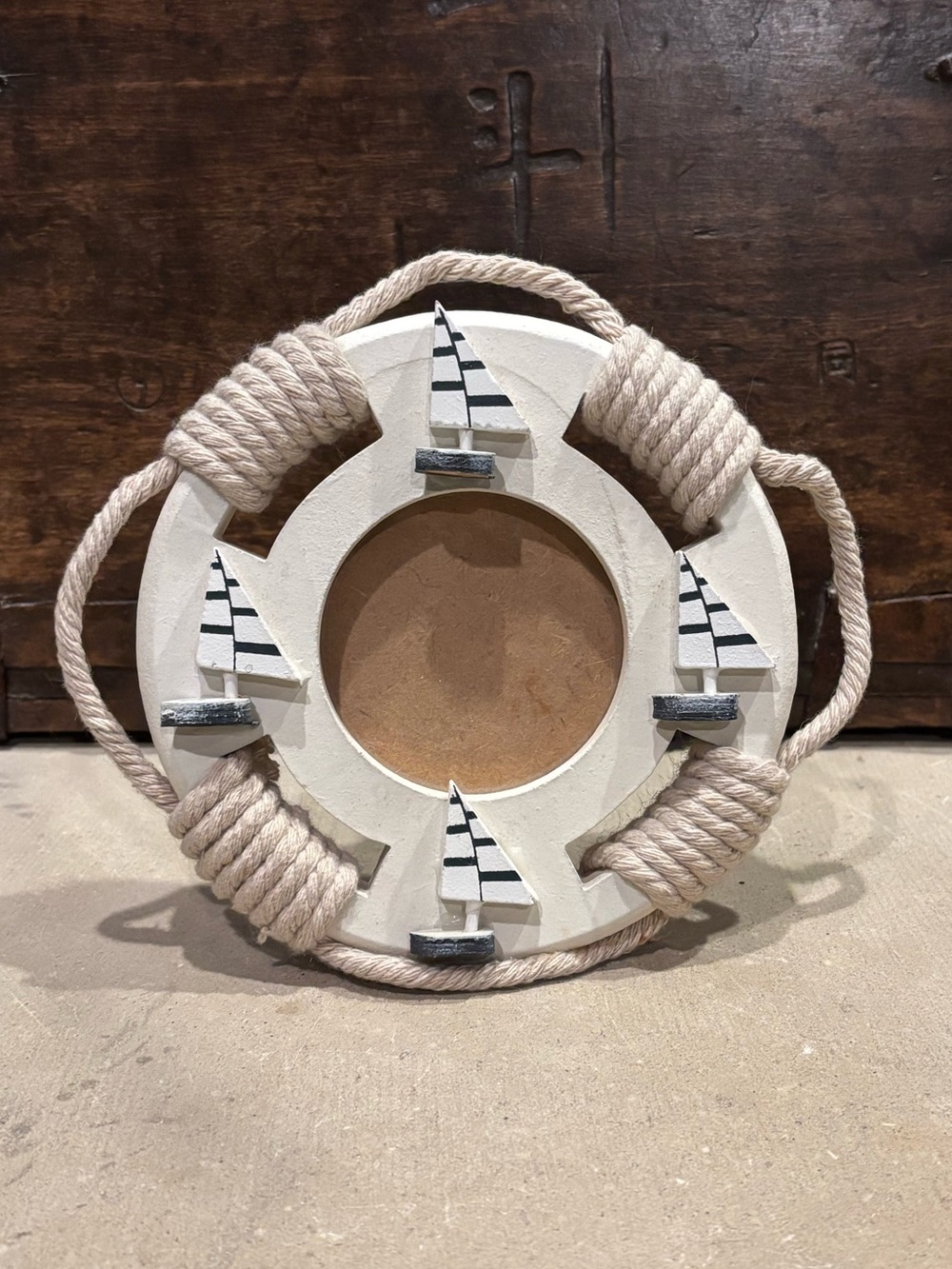 Nautical Life Ring Photo Frame with Sailboats